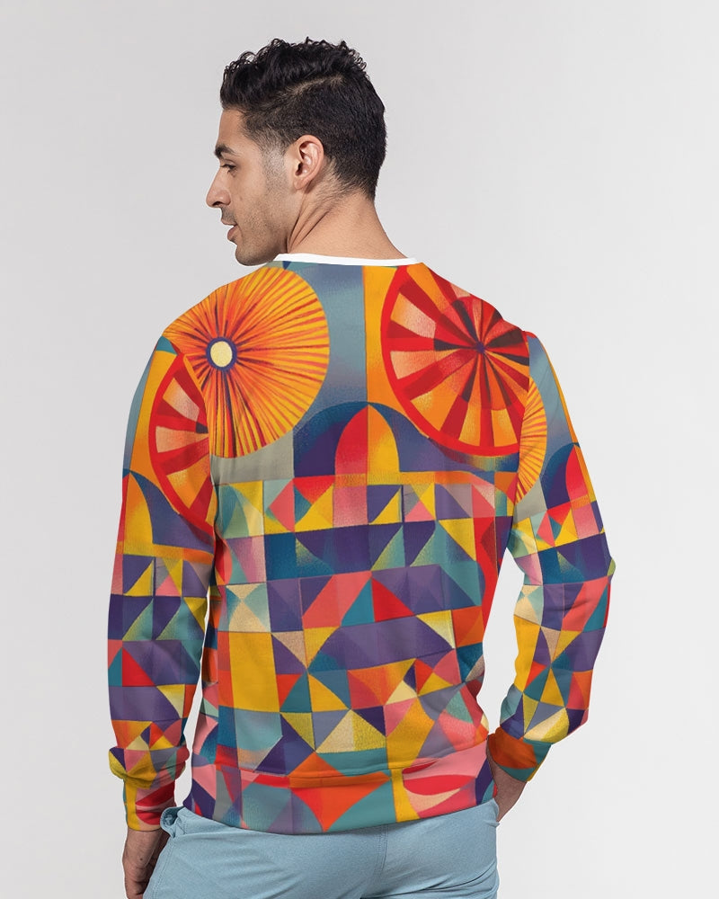 Tasia Men's All-Over Print Classic French Terry Crewneck Pullover