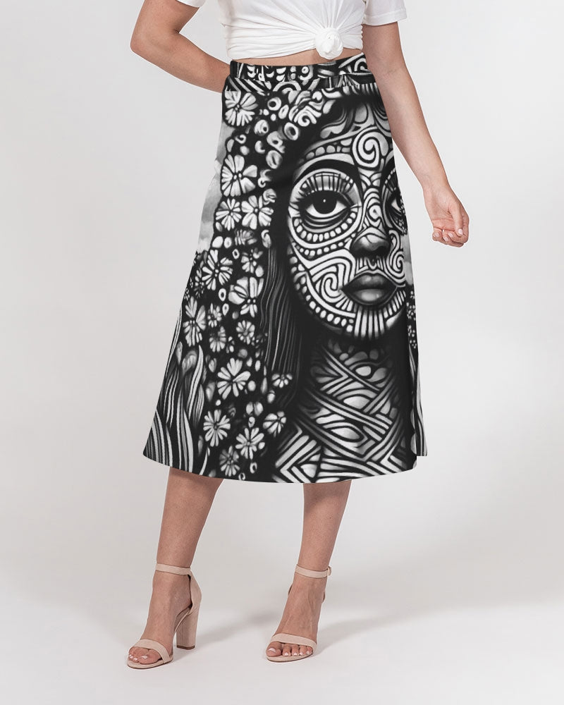 Tasia B&W Women's A-Line Midi Skirt