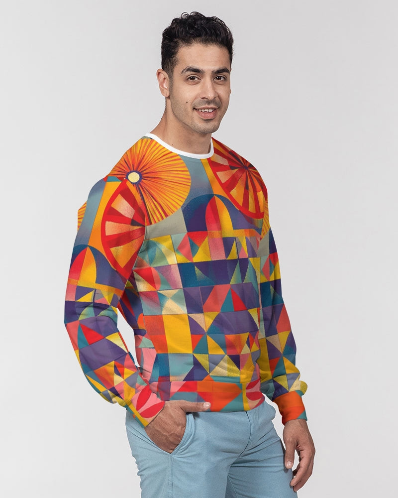 Tasia Men's All-Over Print Classic French Terry Crewneck Pullover