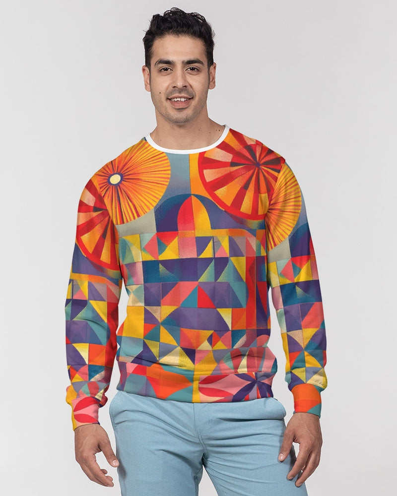 Tasia Men's All-Over Print Classic French Terry Crewneck Pullover