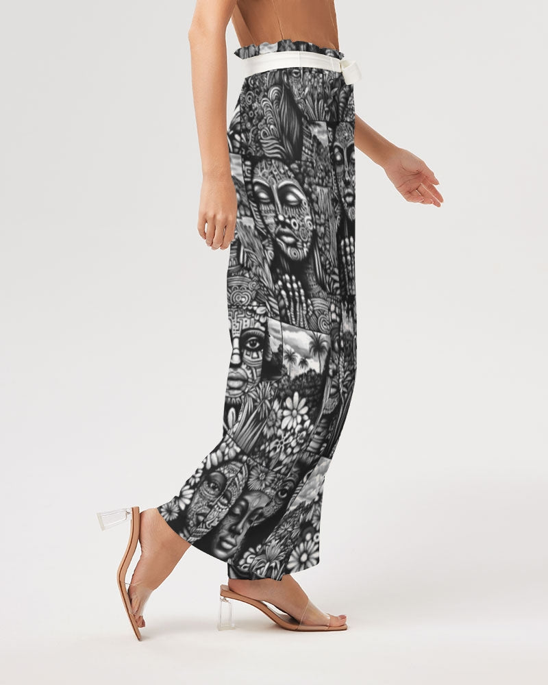 Tasia B&W Women's High-Rise Wide Leg Pants
