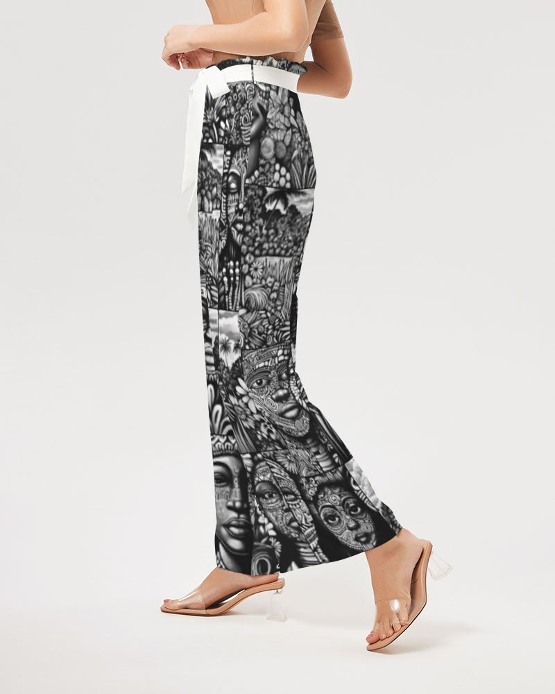 Tasia B&W Women's  High-Rise Wide Leg Pants