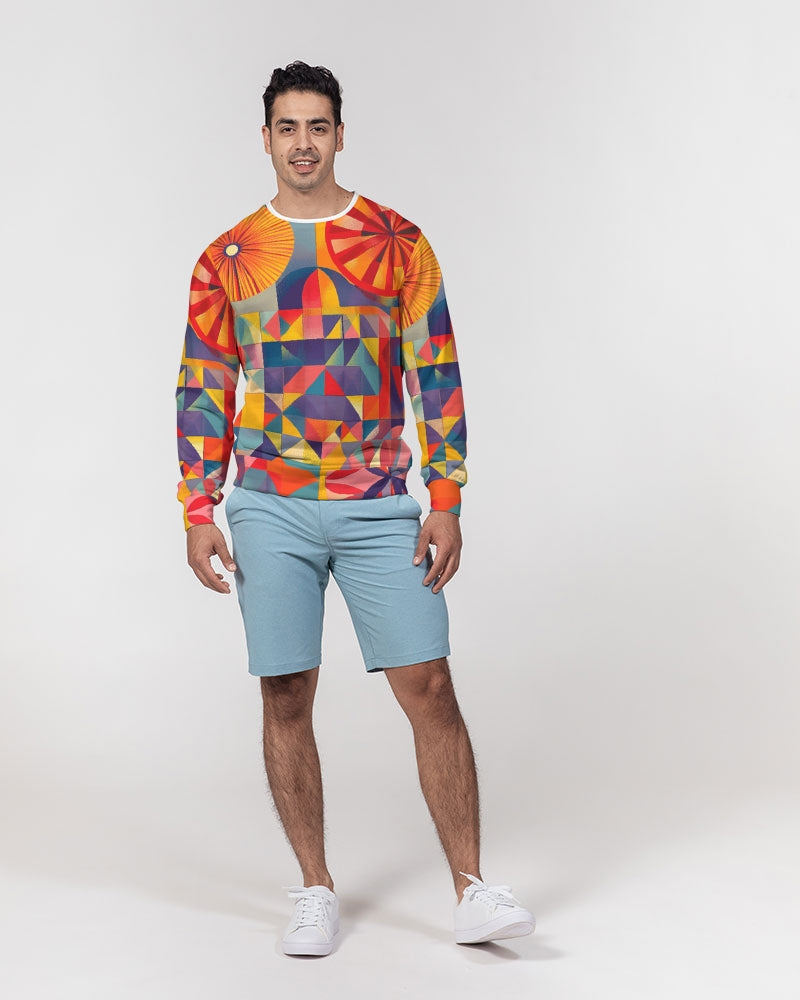 Tasia Men's All-Over Print Classic French Terry Crewneck Pullover