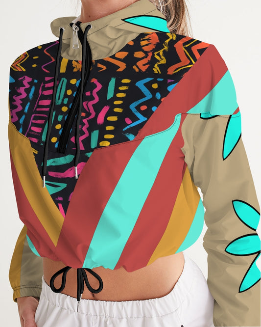 Tasia Women's All-Over Print Cropped Windbreaker
