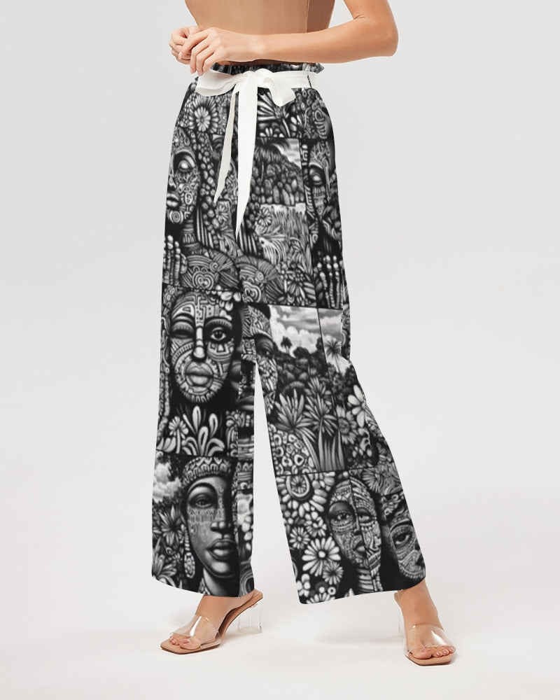 Tasia B&W Women's  High-Rise Wide Leg Pants
