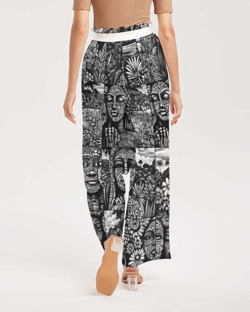 Tasia B&W Women's  High-Rise Wide Leg Pants