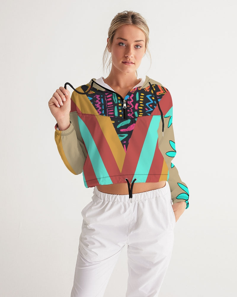 Tasia Women's All-Over Print Cropped Windbreaker