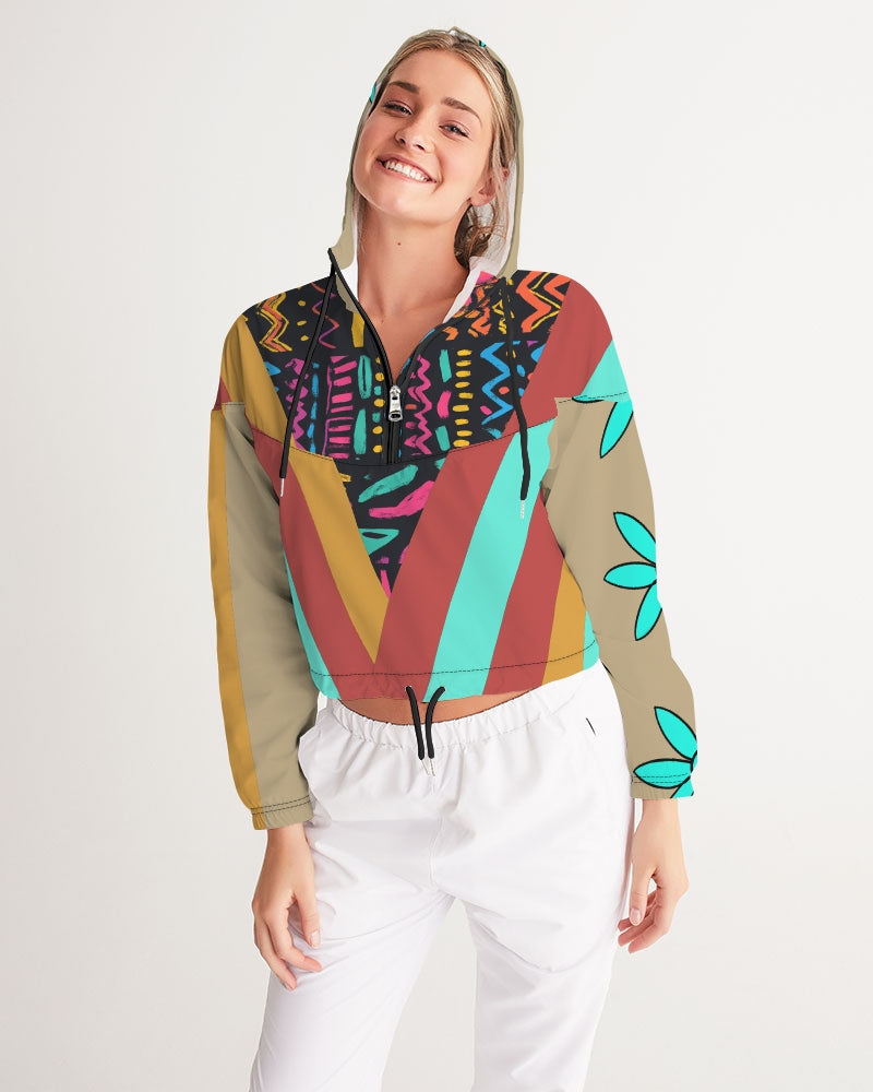 Tasia Women's All-Over Print Cropped Windbreaker
